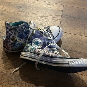 Converse High-Tops with Blue and White Pattern
